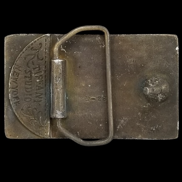 Vintage Pharmacy Stamp Belt Buckle Tiffany Studio New York Brass - Picture 5 of 9